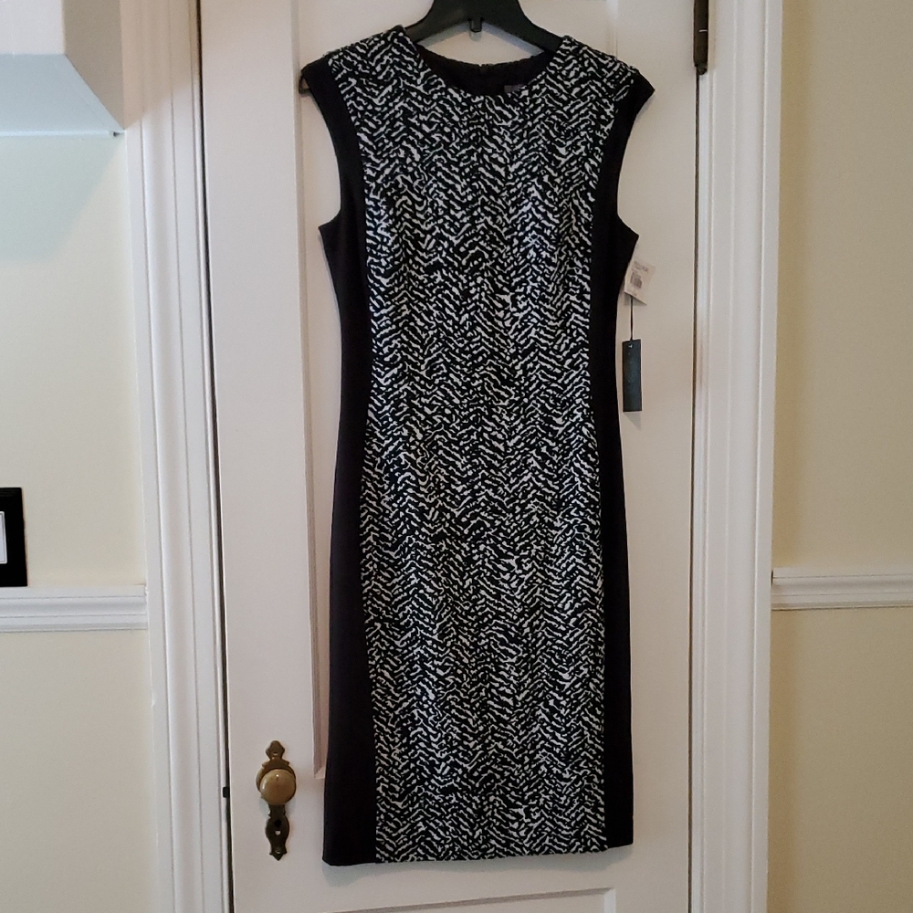 NWT Vince Camuto Black and White Sleeveless Sheath Dress